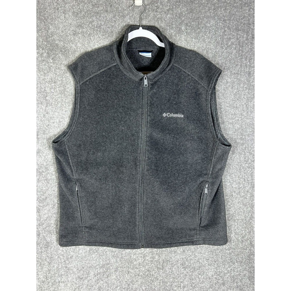 Columbia Cathedral Peak Front Zip Up Fleece Vest Mens Size XL Gray Pockets